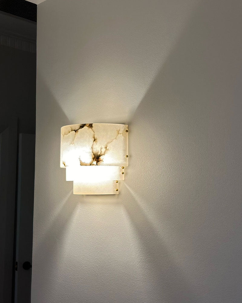3 Tier White Round Alabaster Chain Pendant Light Fitting in Brass 10in