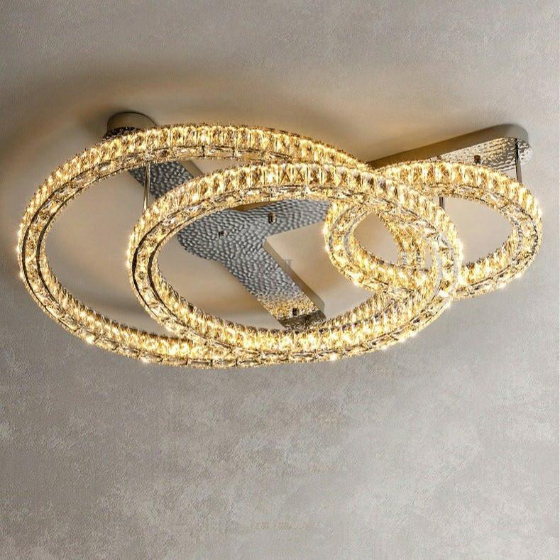2/ 3 Rings Flush Mount Living Room Chandelier Crystal Bedroom Ceiling Light Fixture - Brig Lighting