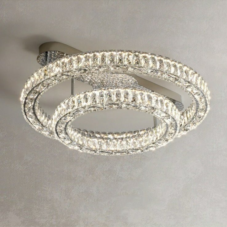 2/ 3 Rings Flush Mount Living Room Chandelier Crystal Bedroom Ceiling Light Fixture - Brig Lighting