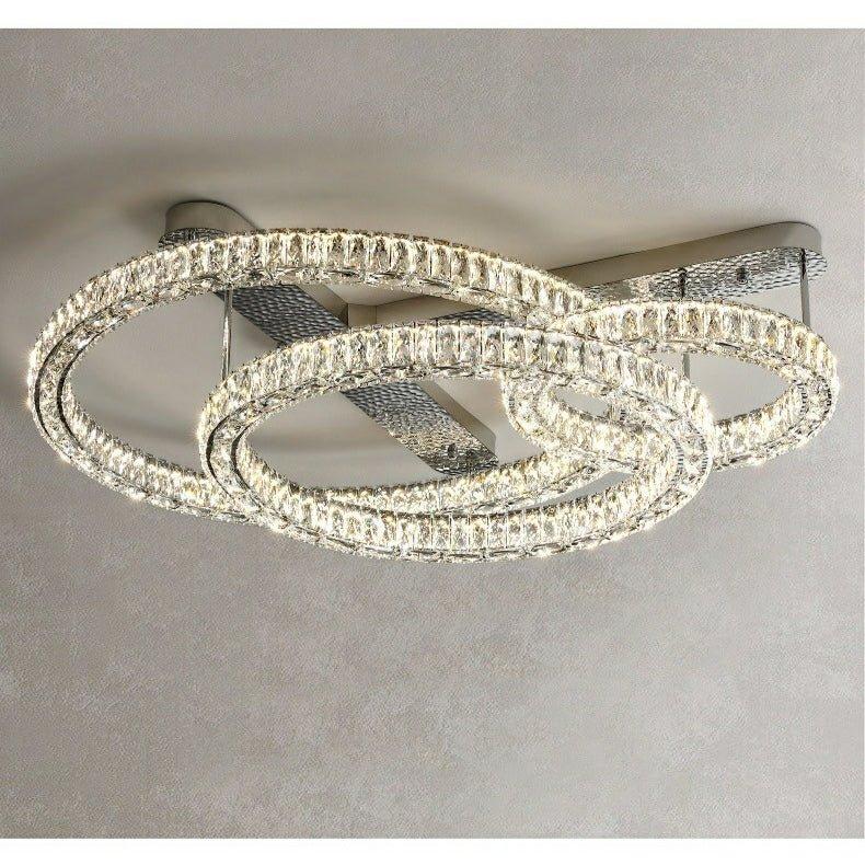 2/ 3 Rings Flush Mount Living Room Chandelier Crystal Bedroom Ceiling Light Fixture - Brig Lighting