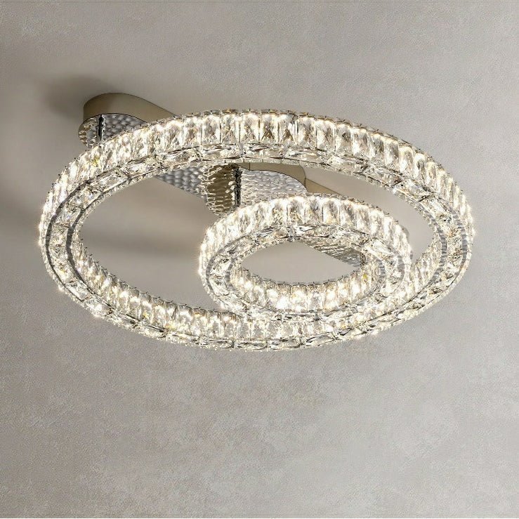 2/ 3 Rings Flush Mount Living Room Chandelier Crystal Bedroom Ceiling Light Fixture - Brig Lighting