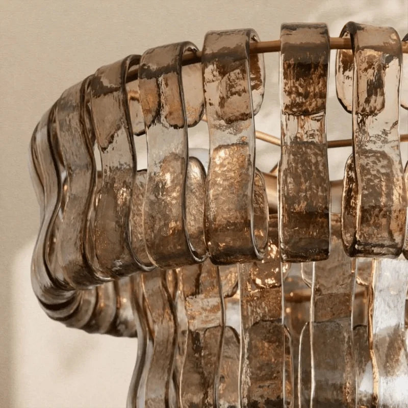 2 - Tier Ghiaccio Glass Round Flushmount 18" - Cyran Lamps