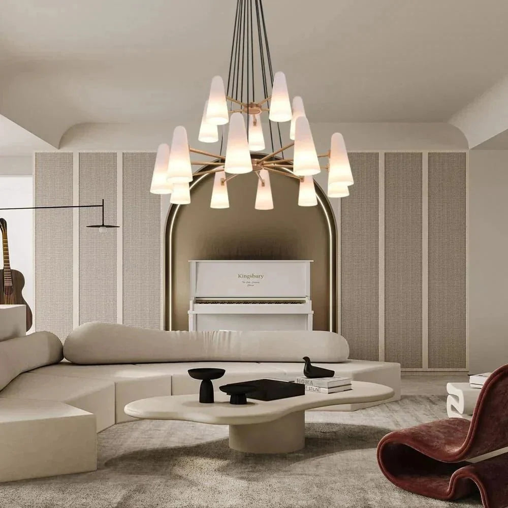 2-Tier White Porcelain Round Chandelier - Brig Lighting