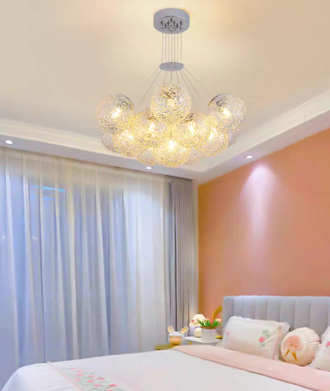 Affordable Nordic Art Water Pattern Glass Bubble Pendant Chandelier for Living/Dining Room/Bedroom