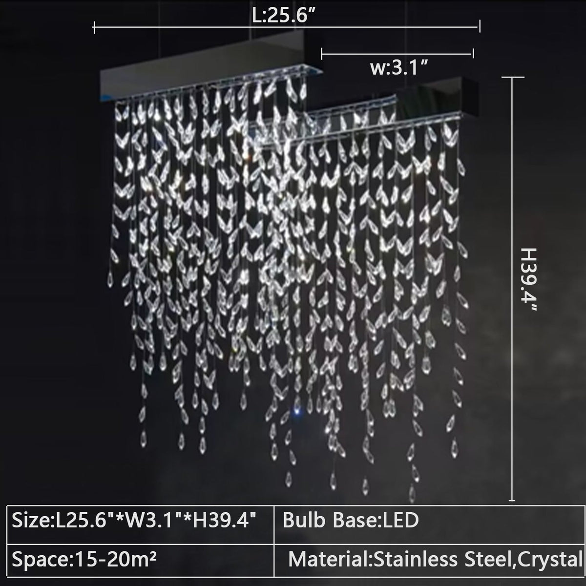New Modern Creative Light Luxury Tassel Long Crystal Chandelier Designer Models Dining Table/Bar Light Fixture