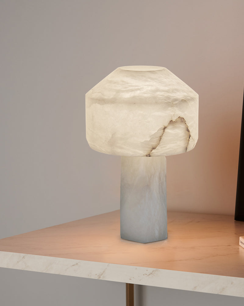 3 Ways Switch Dimmable Conial Alabaster Table Lamp 12in for bedroom
