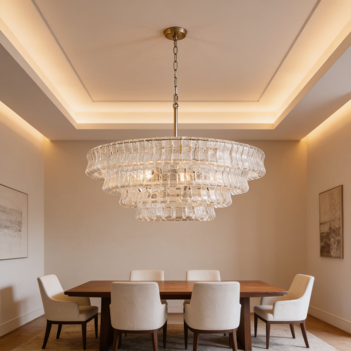 Amor 4-Tier Ghiaccio Glass Round Chandelier 36"