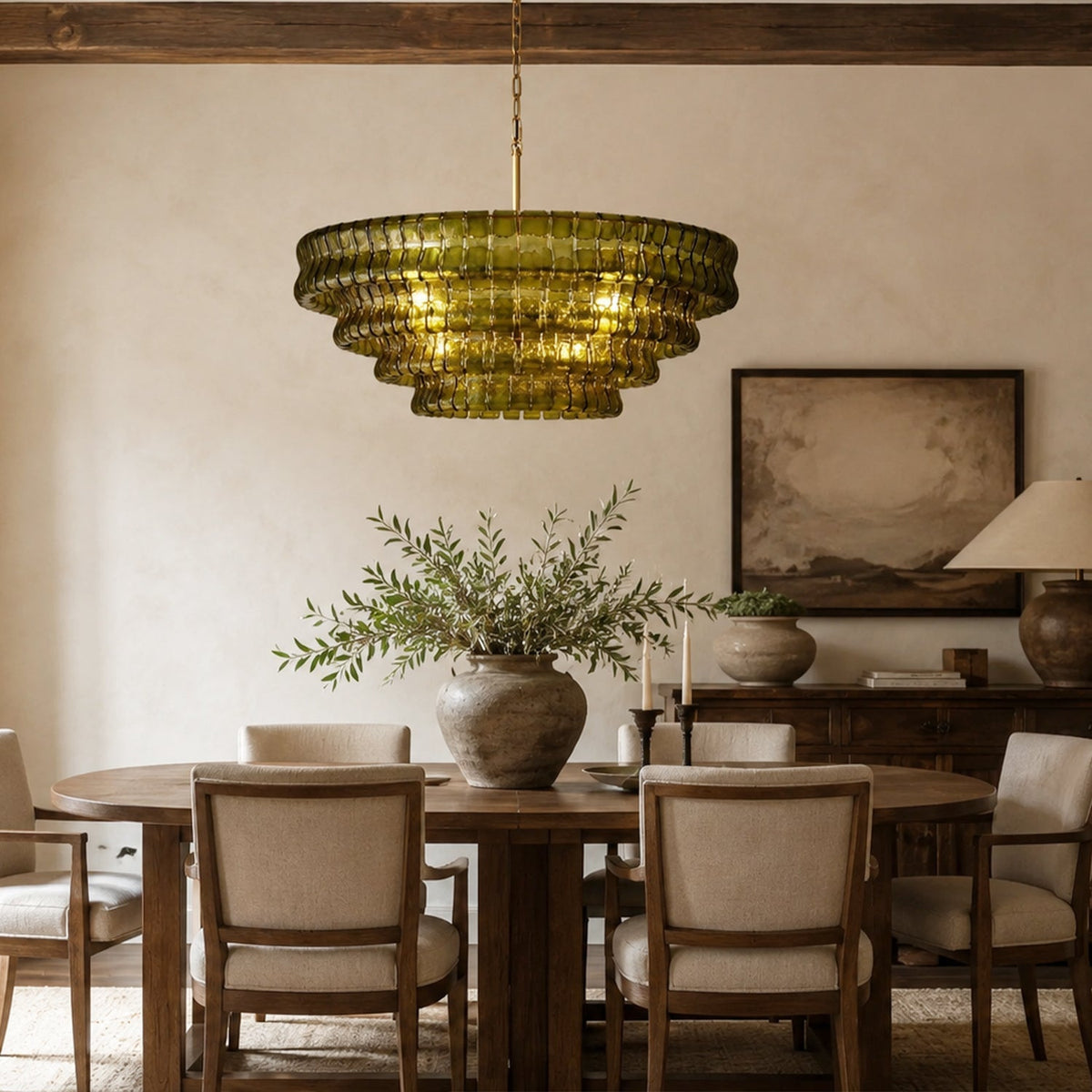 Amor 4-Tier Ghiaccio Glass Round Chandelier 36’’