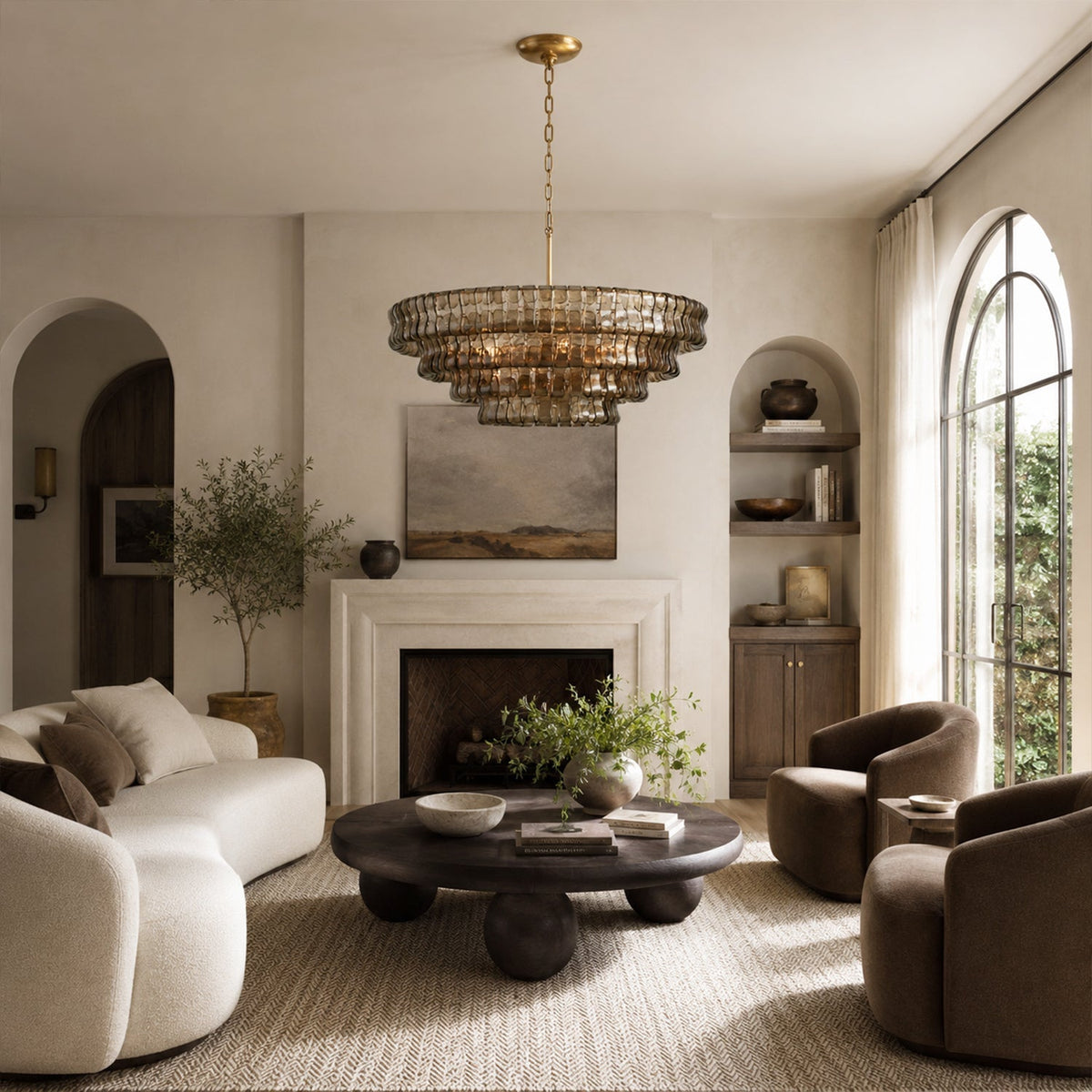 Amor 4-Tier Ghiaccio Glass Round Chandelier 36’’