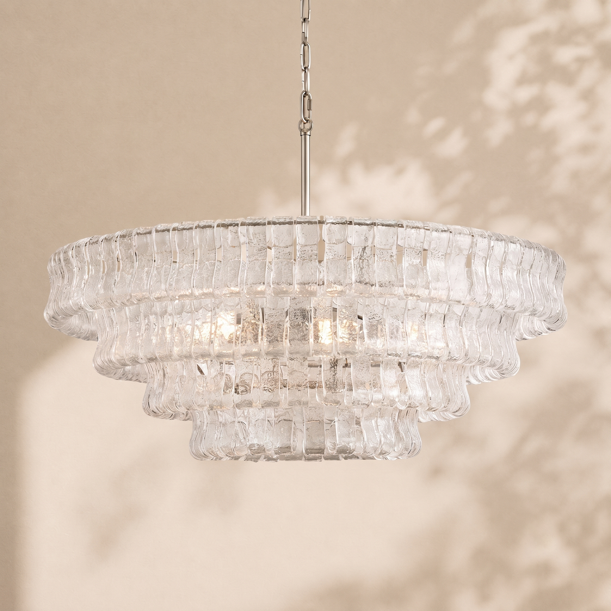 Amor 4-Tier Ghiaccio Glass Round Chandelier 36’’
