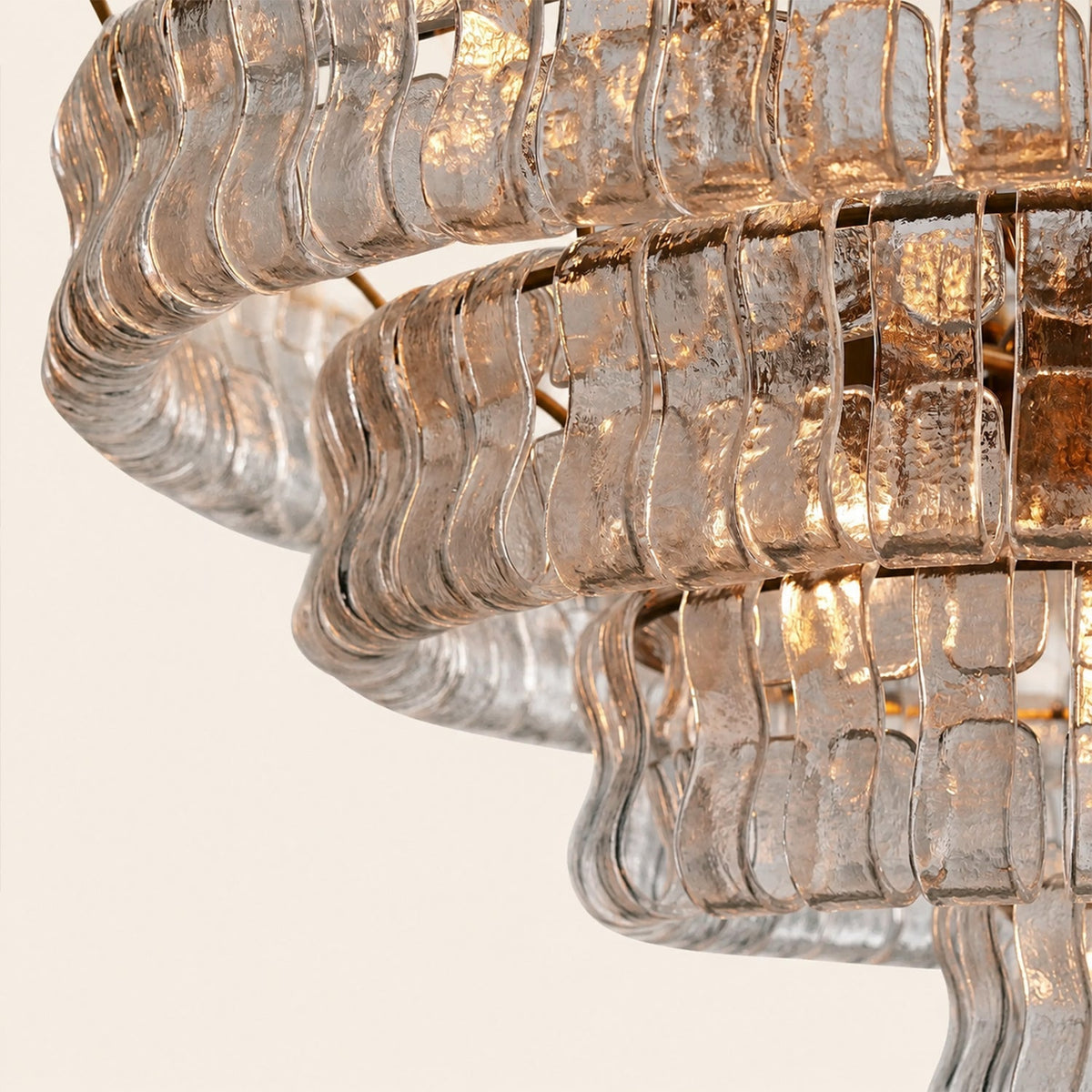 Amor 4-Tier Ghiaccio Glass Round Chandelier 36’’