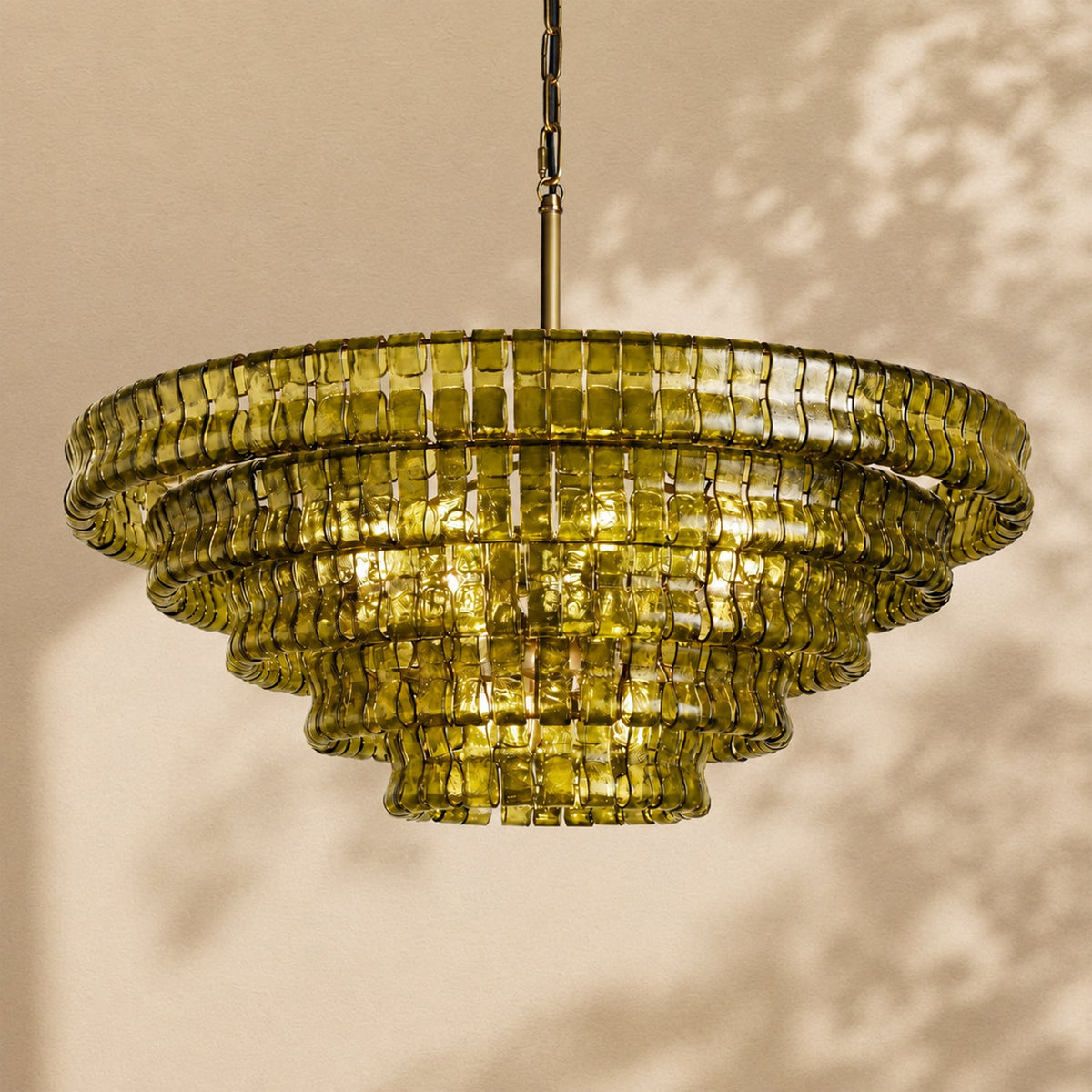 Amor 5-Tier Ghiaccio Glass Round Chandelier 48"
