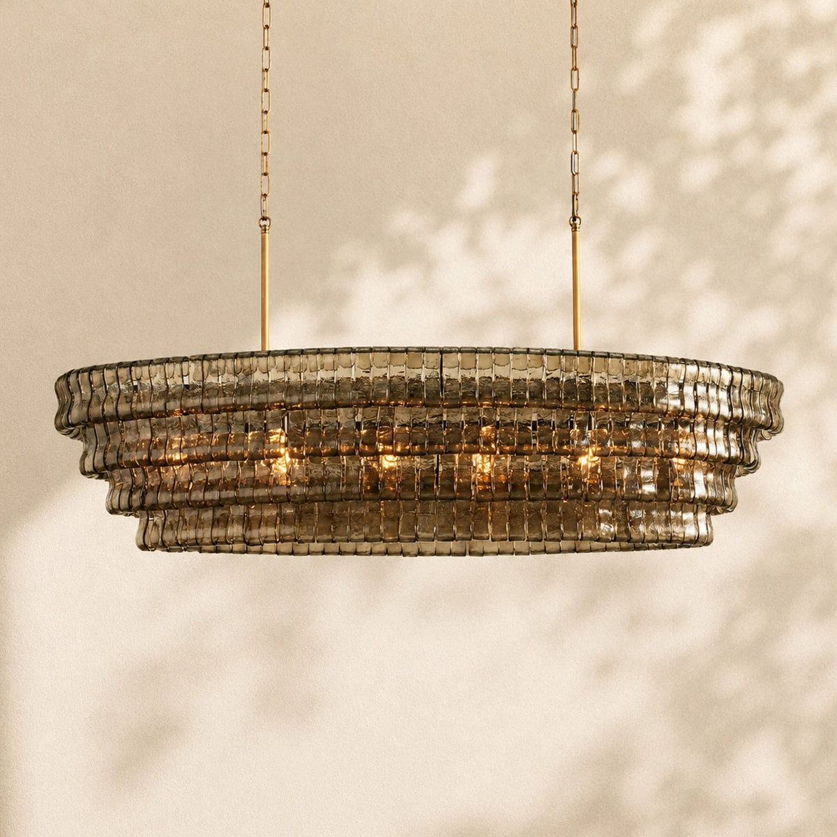 Amor Ghiaccio Glass Oval Chandelier 54"W/65"W