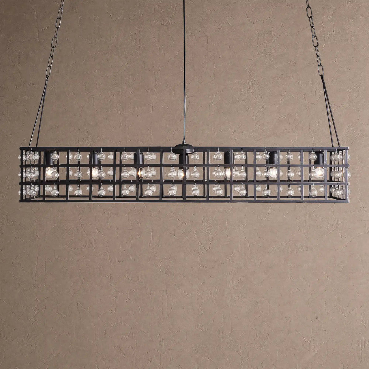 La Caged Rectangular Chandelier 7-Light