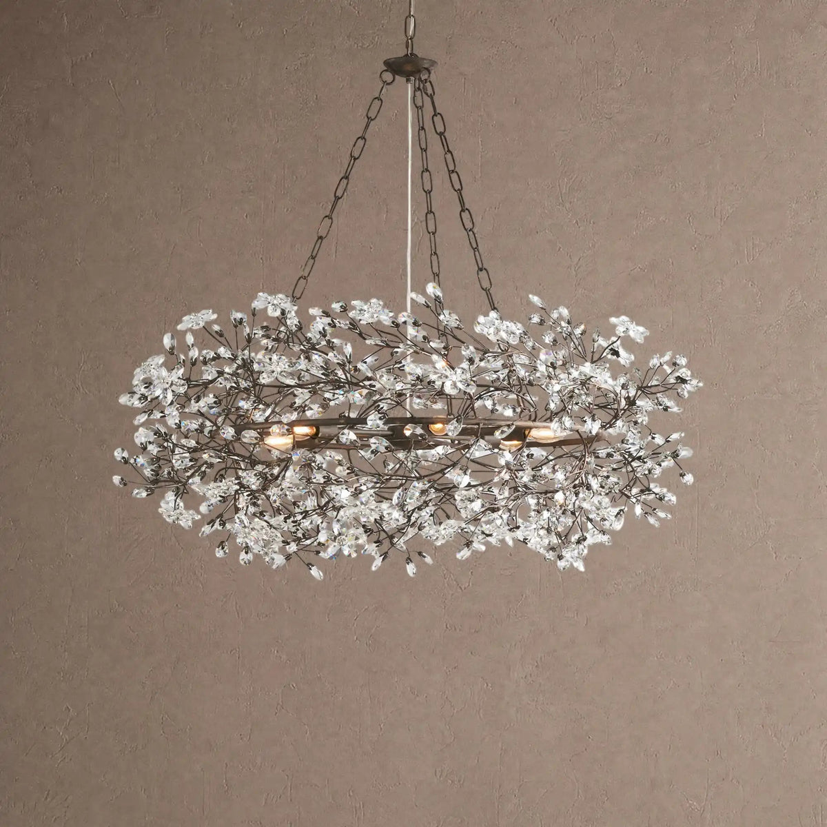 Fiore Crown Crystal Branch Chandelier 39" 48" 60“