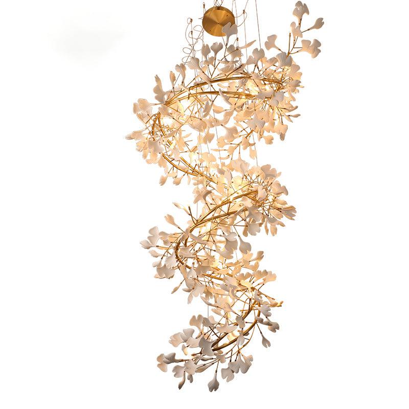 Ceramic Ginkgo Staircase  Long Branch Chandelier