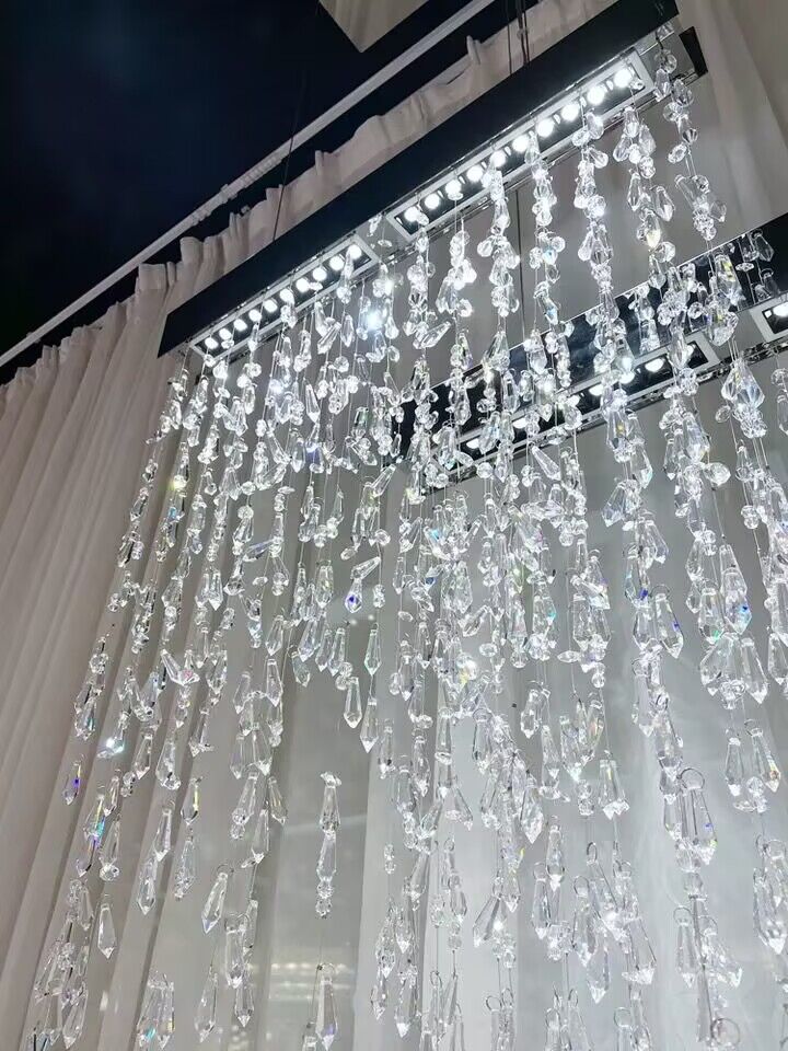 New Modern Creative Light Luxury Tassel Long Crystal Chandelier Designer Models Dining Table/Bar Light Fixture