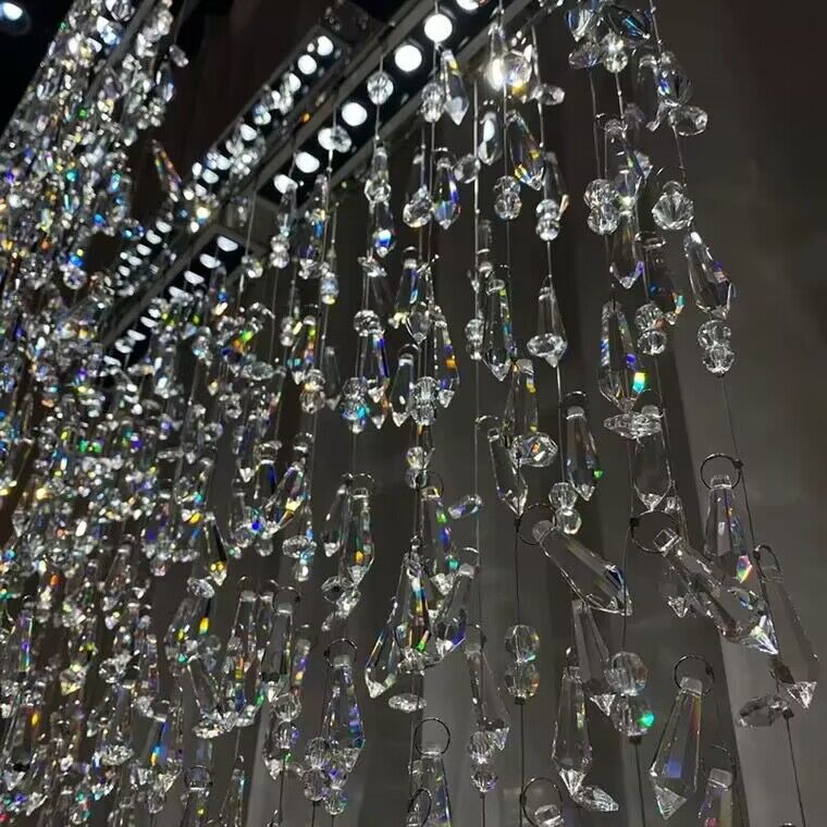 New Modern Creative Light Luxury Tassel Long Crystal Chandelier Designer Models Dining Table/Bar Light Fixture