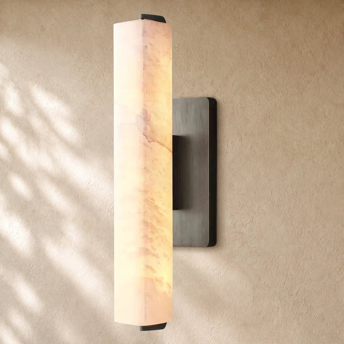 Audubom Alabaster Single Sconce - 15’’ / Bronze