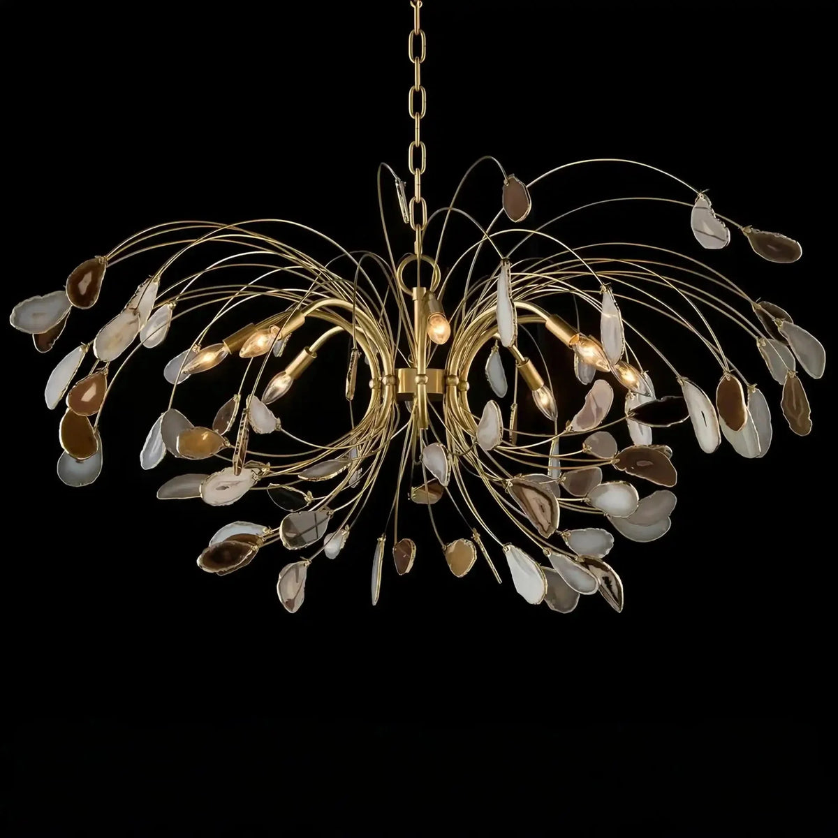 Agate and Brass Eight-Light Chandelier - Brig Lighting