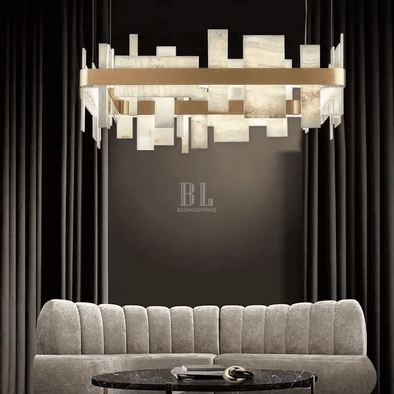 Alabaster Acropolis LED Square Chandelier - Brig Lighting