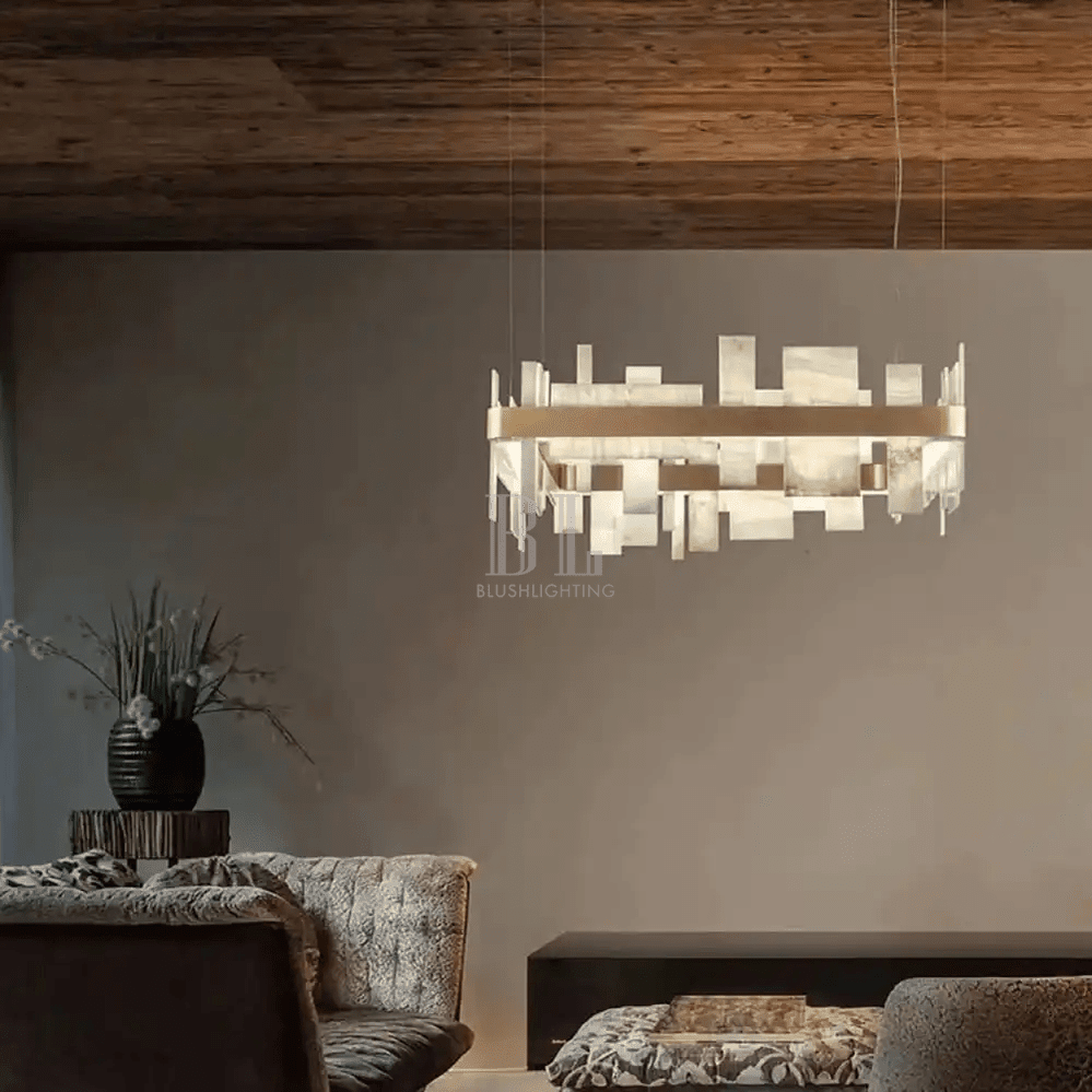 Alabaster Acropolis LED Square Chandelier - Brig Lighting