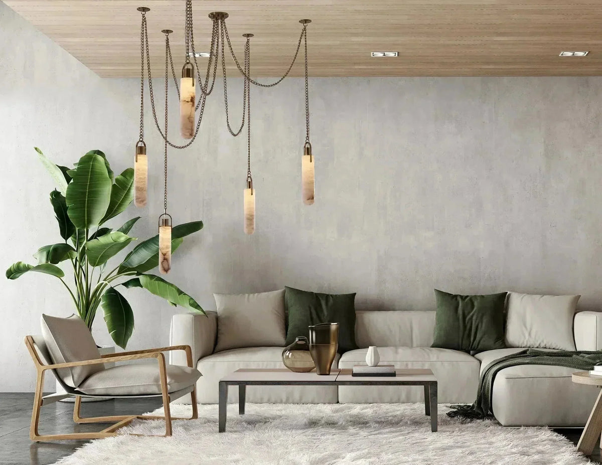 Alabaster Flint 5 Light LED Multi-Drop Pendant - Brig