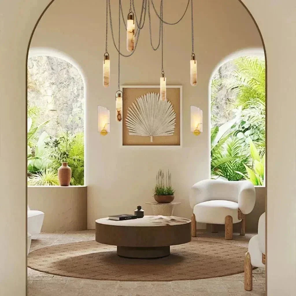 Alabaster Flint 5 Light LED Multi-Drop Pendant - Brig