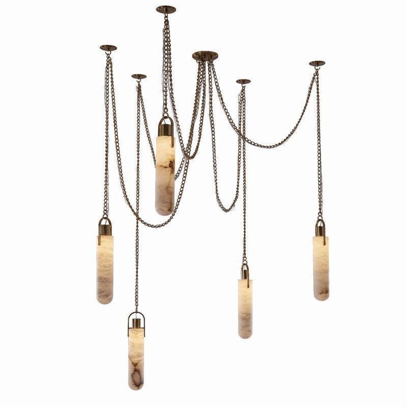 Alabaster Flint 5 Light LED Multi-Drop Pendant - Brig