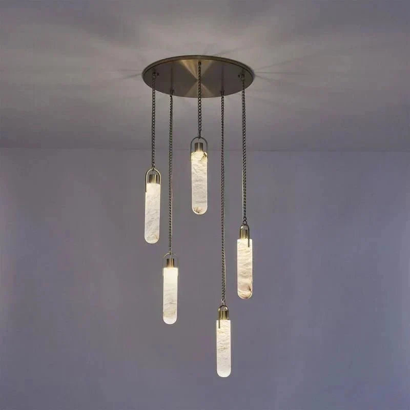 Alabaster Flint Additions Multi Light Pendant, Round Chandelier For staircase, Hallway - Brig