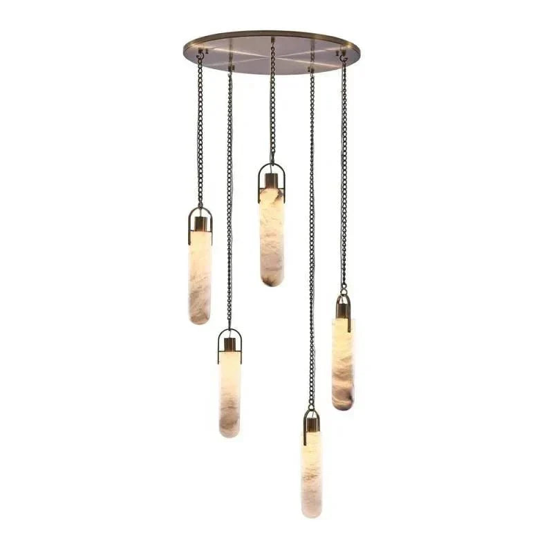 Alabaster Flint Additions Multi Light Pendant, Round Chandelier For staircase, Hallway - Brig