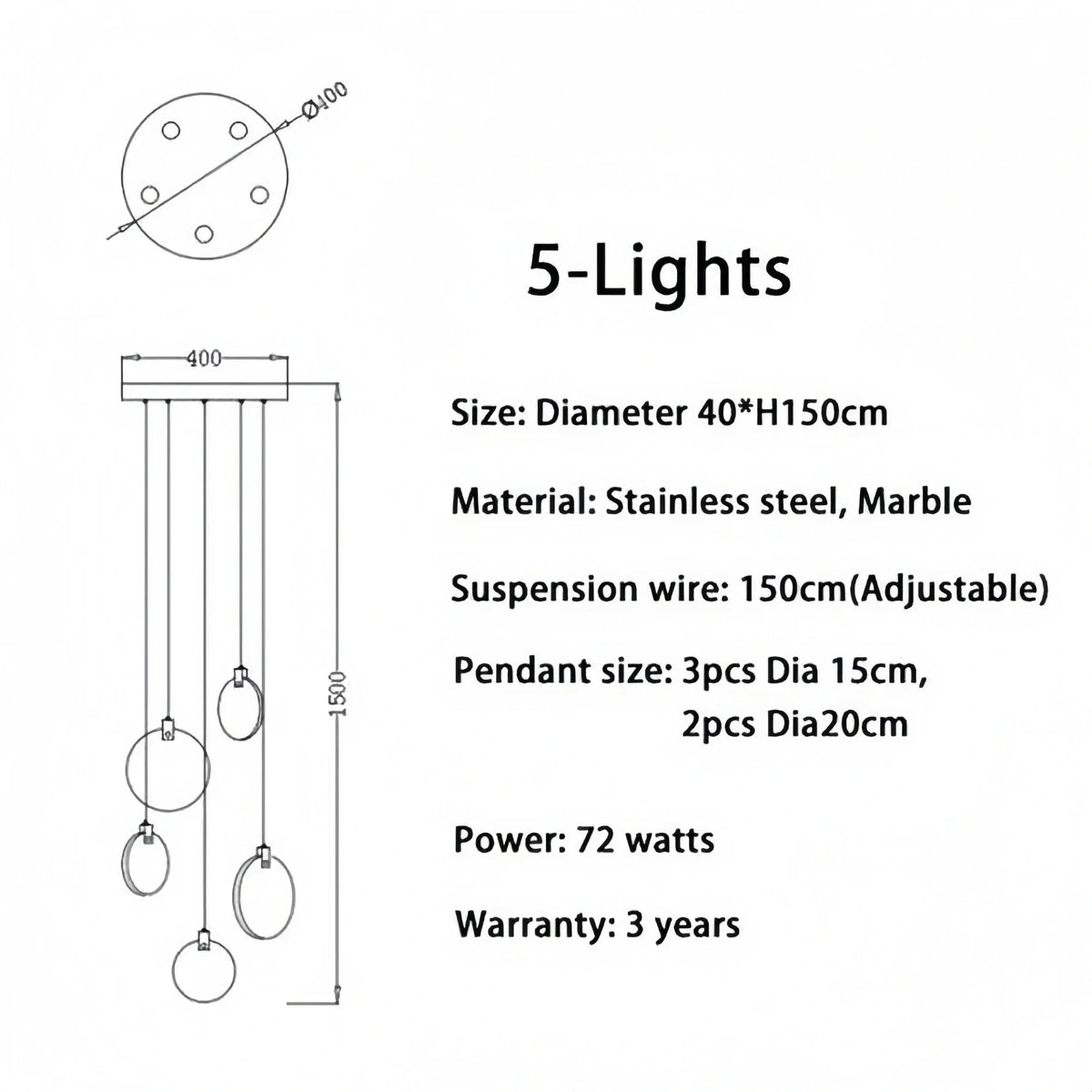Alabaster Long Staircase Chandelier 5 styles - Brig Lighting