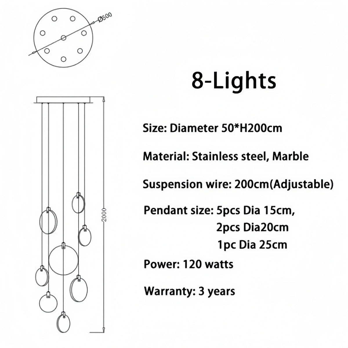 Alabaster Long Staircase Chandelier 5 styles - Brig Lighting