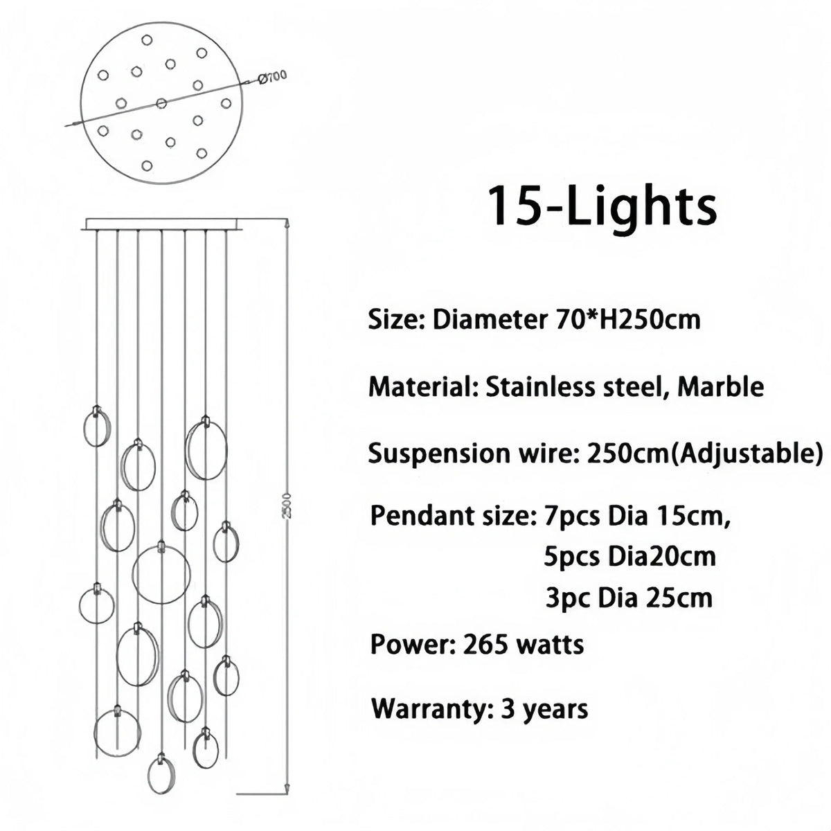 Alabaster Long Staircase Chandelier 5 styles - Brig Lighting