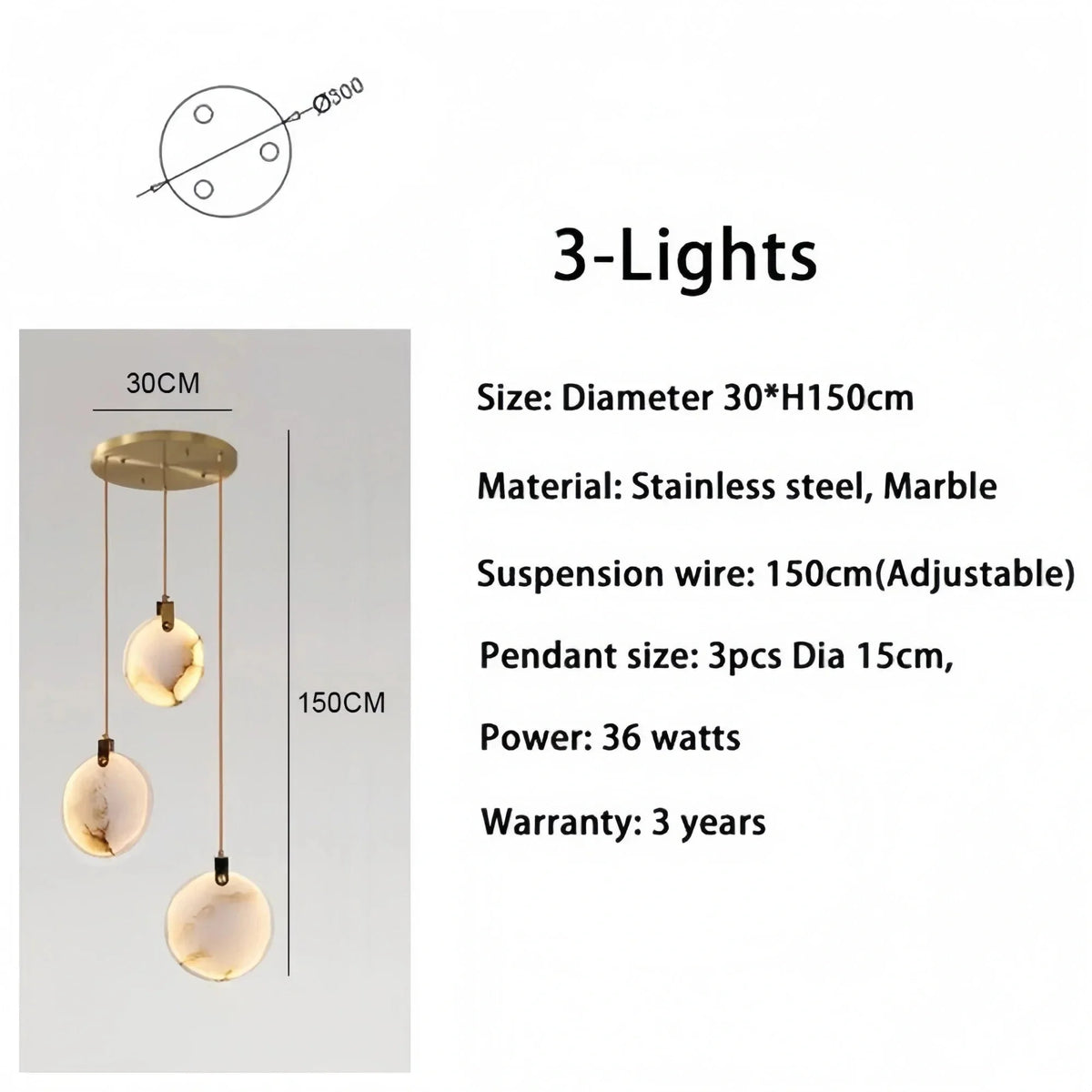 Alabaster Long Staircase Chandelier 5 styles - Brig Lighting