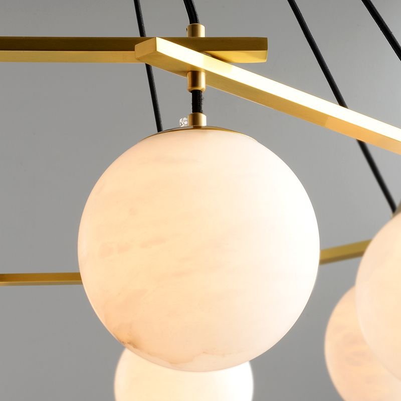 Alabaster Modern Round Ball Chandelier - Brig