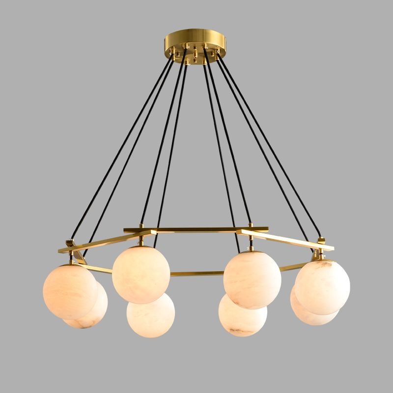 Alabaster Modern Round Ball Chandelier - Brig
