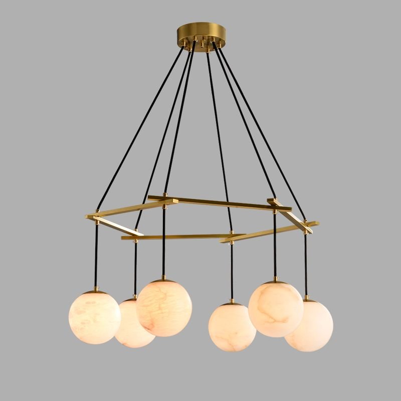Alabaster Modern Round Ball Chandelier - Brig