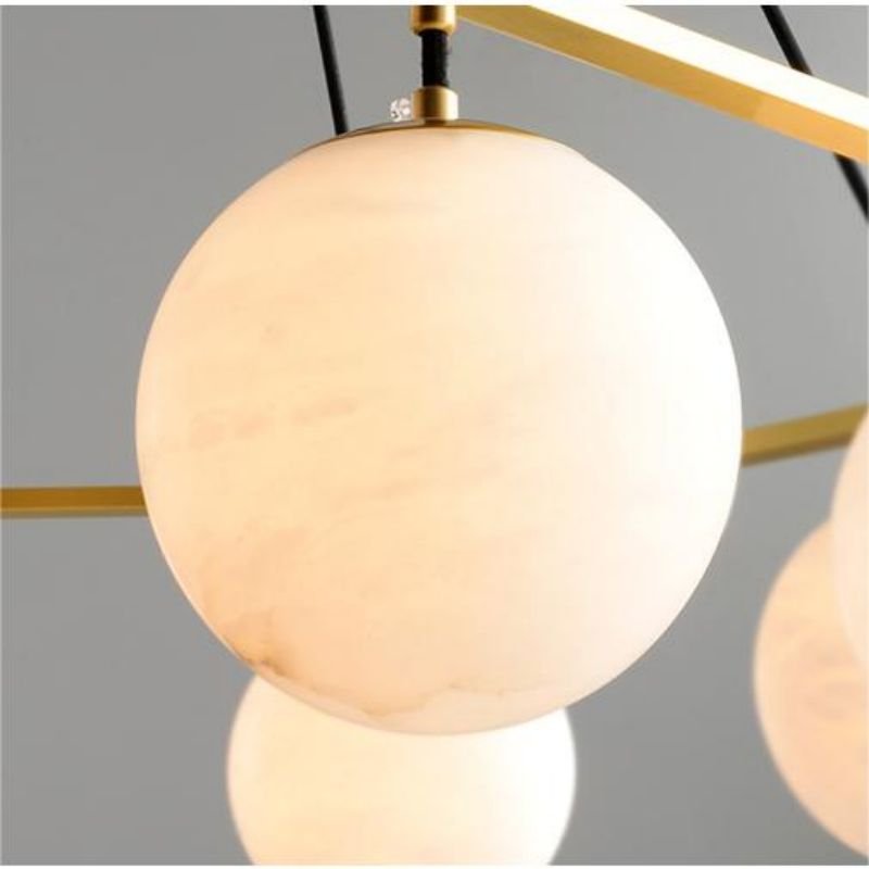 Alabaster Modern Round Ball Chandelier - Brig
