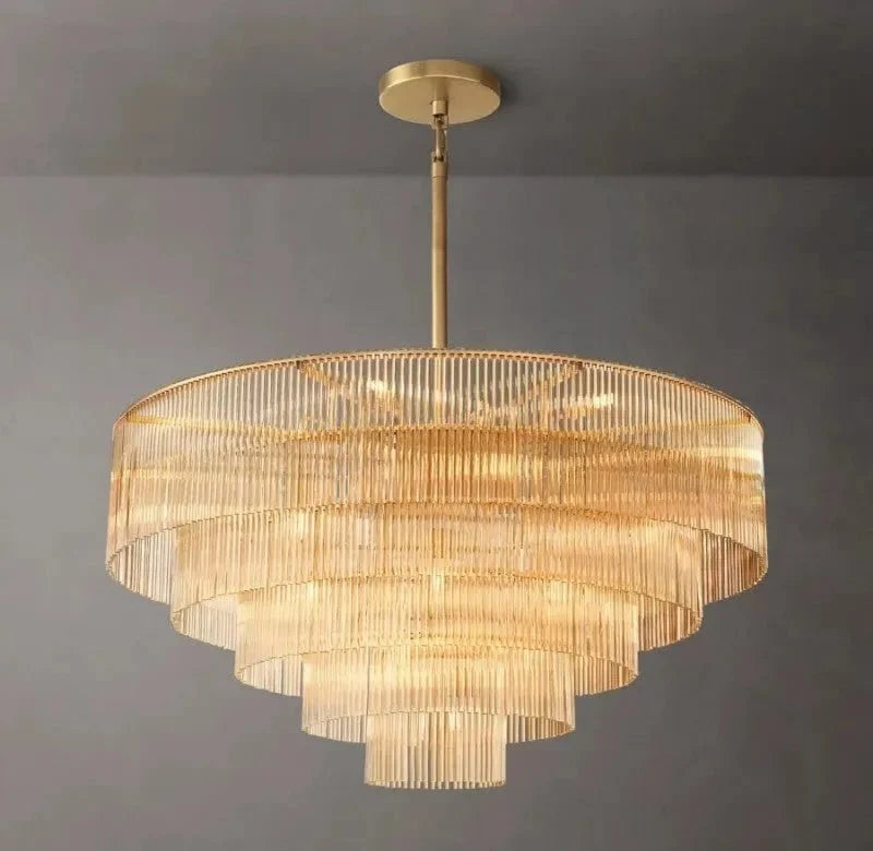 Amad Round Glass Rod Chandelier - Cyran Lamps