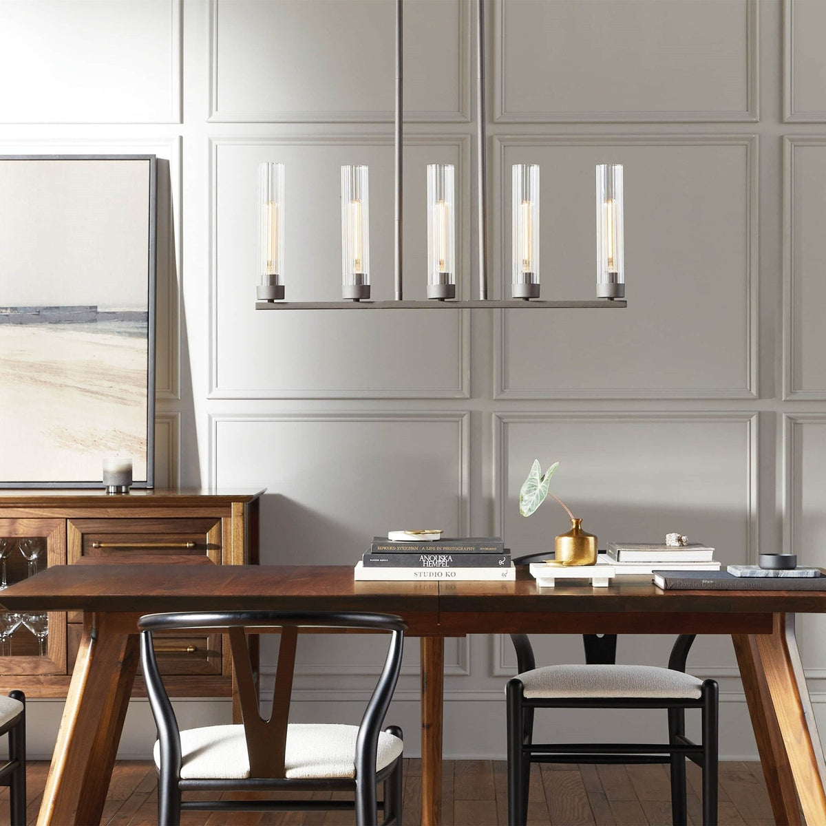 Andreas Glass Linear Chandelier Lighting - briglamps