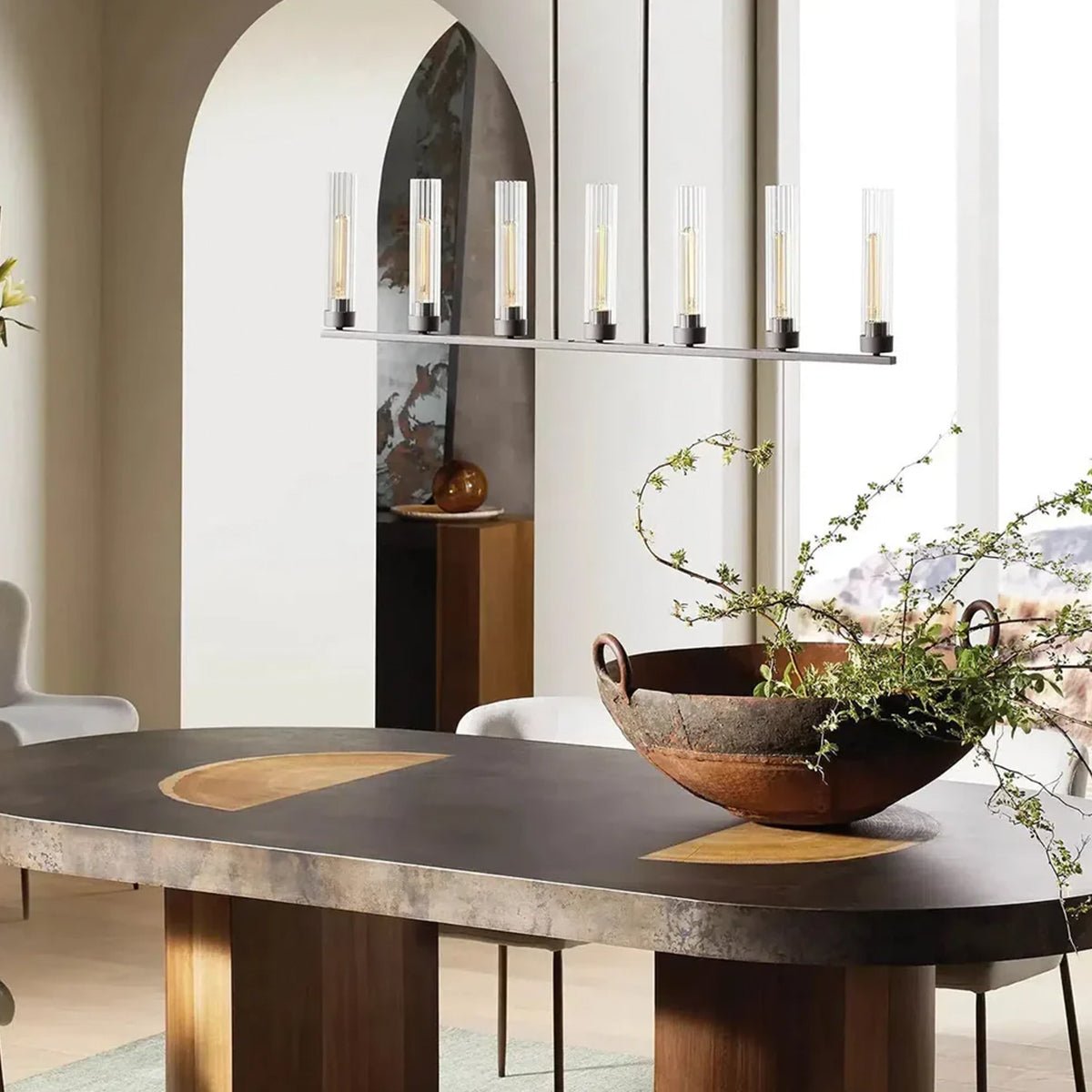Andreas Glass Linear Chandelier Lighting - briglamps