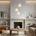 Arica Round Gold Chandelier with Natural Alabaster Stone Shades - briglamps