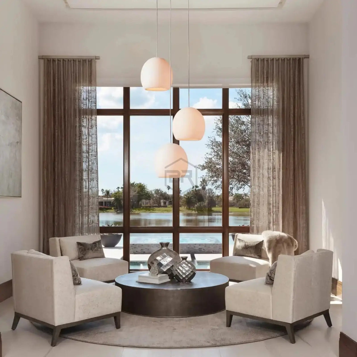 Arican Round Alabaster Chandelier