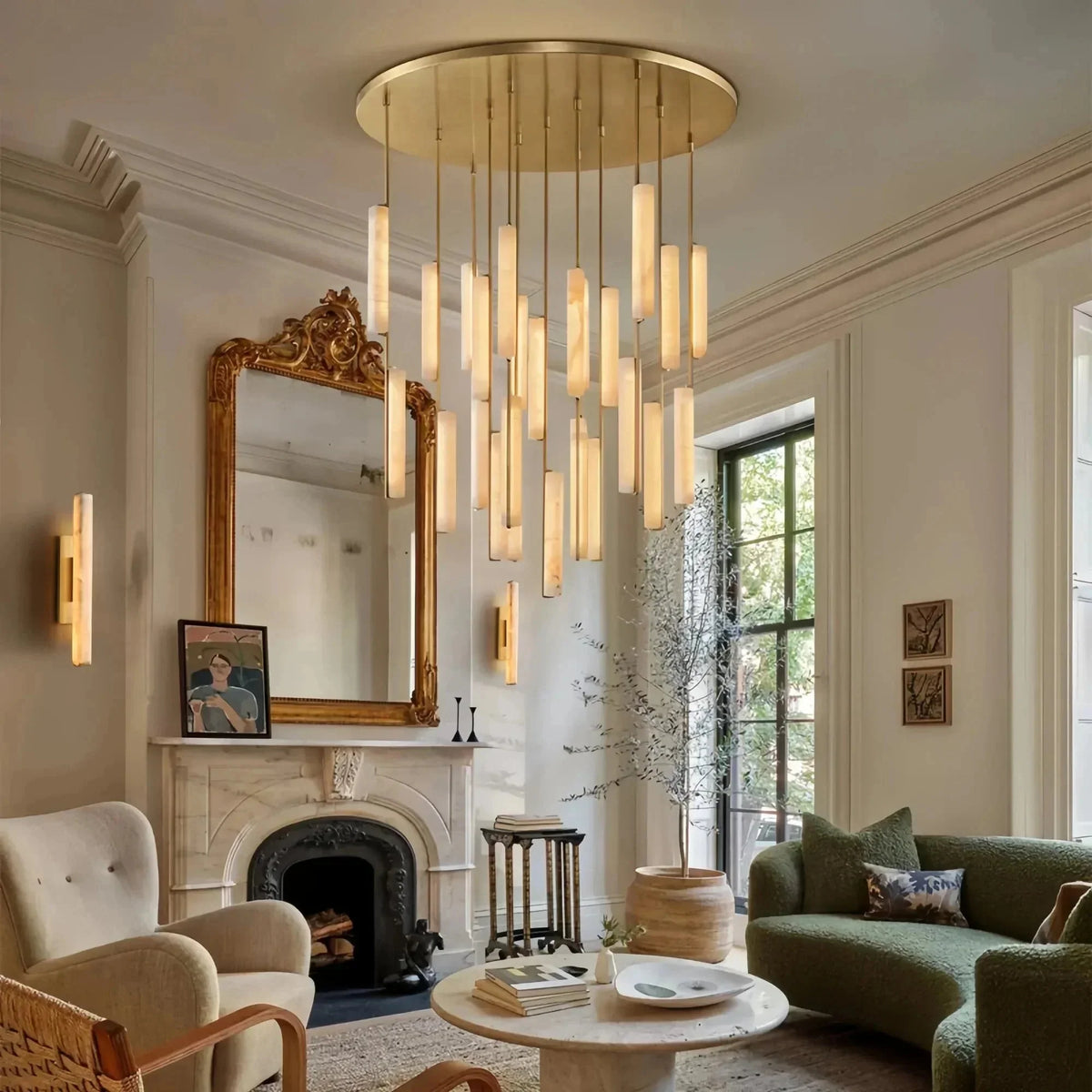 Audubam Alabaster Round Chandelier 24", 40", 56" - Brig