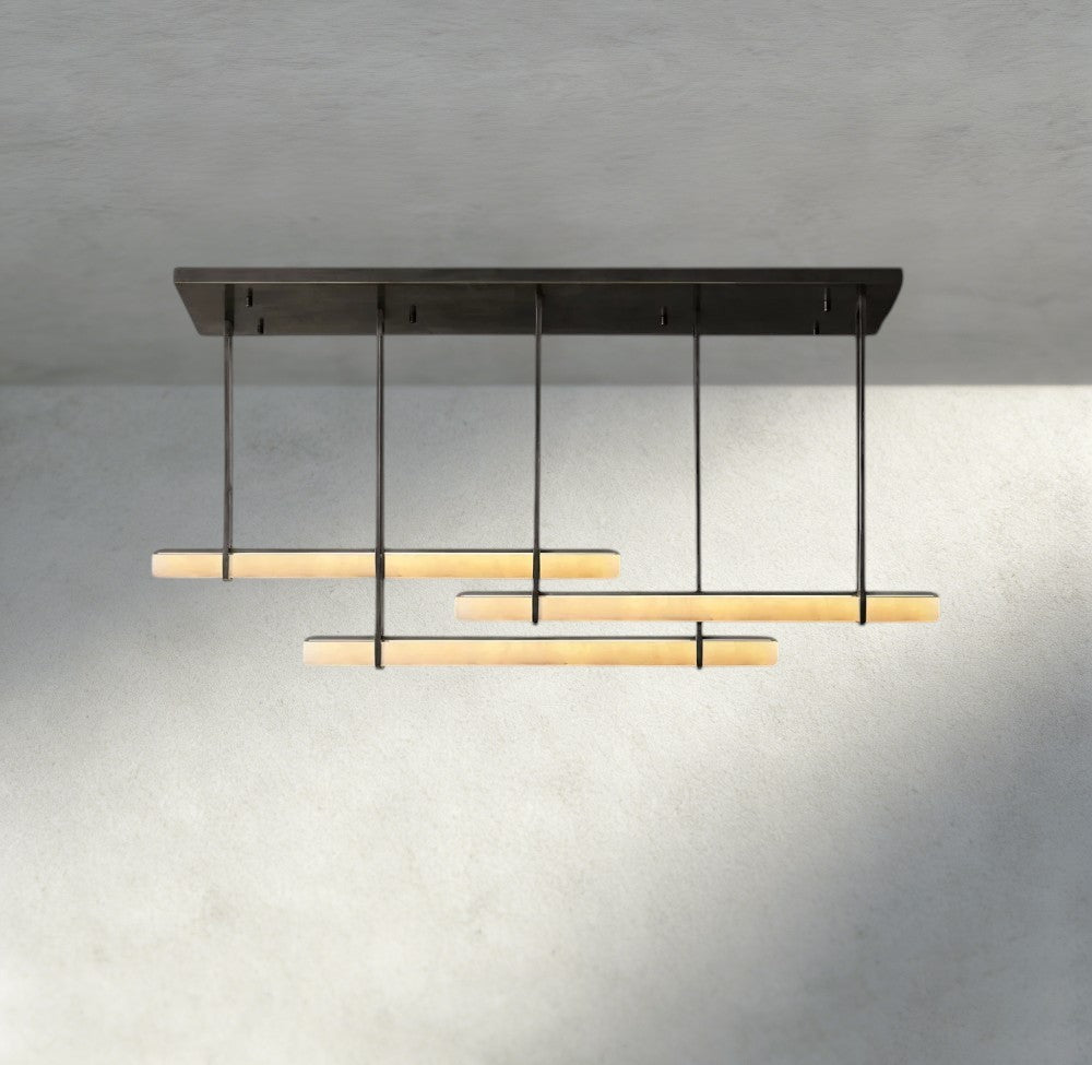 Audubam Alabaster Triple Bar Linear Chandelier - Brig