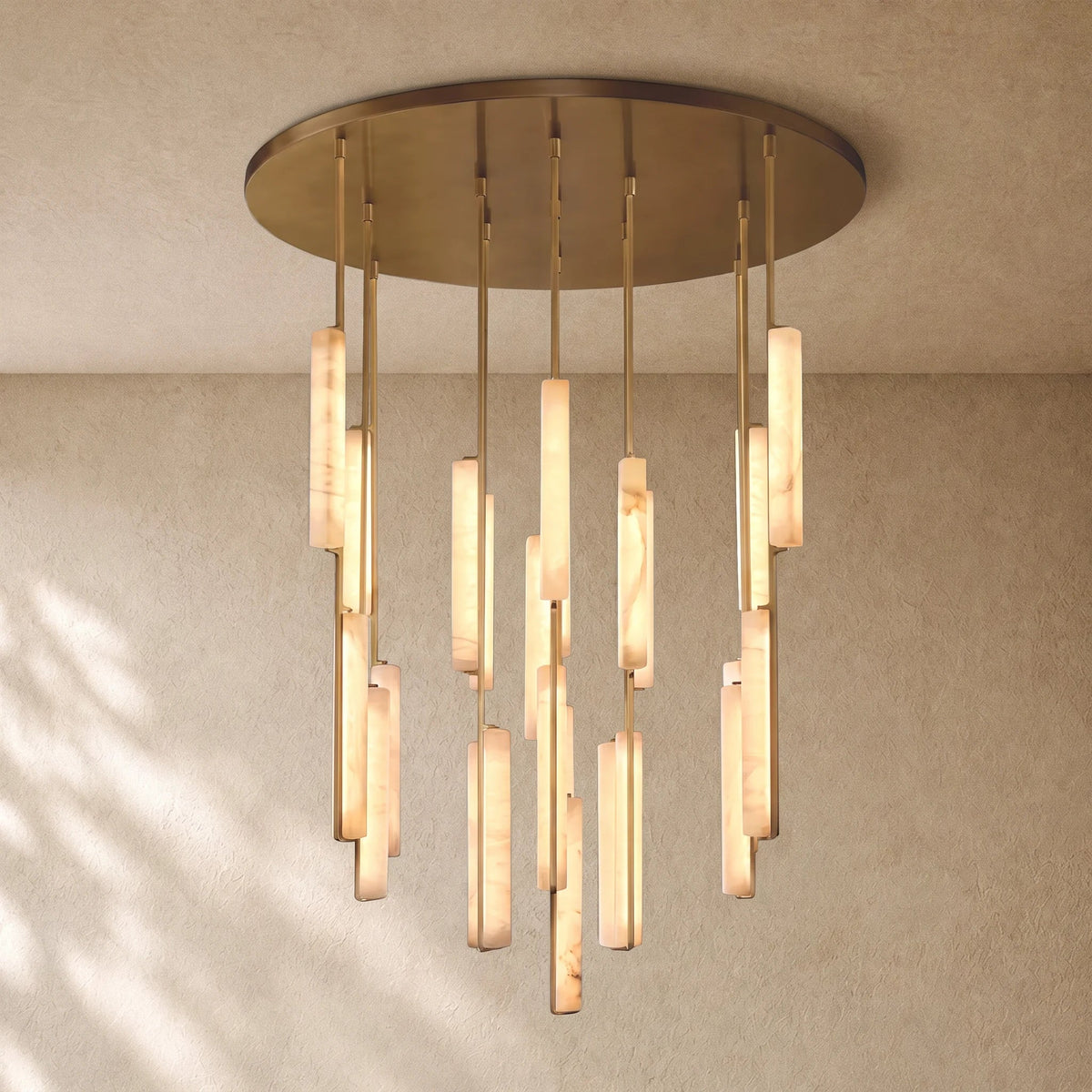 Audubom Alabaster Round Chandelier - 56’’ / Brass / Classic