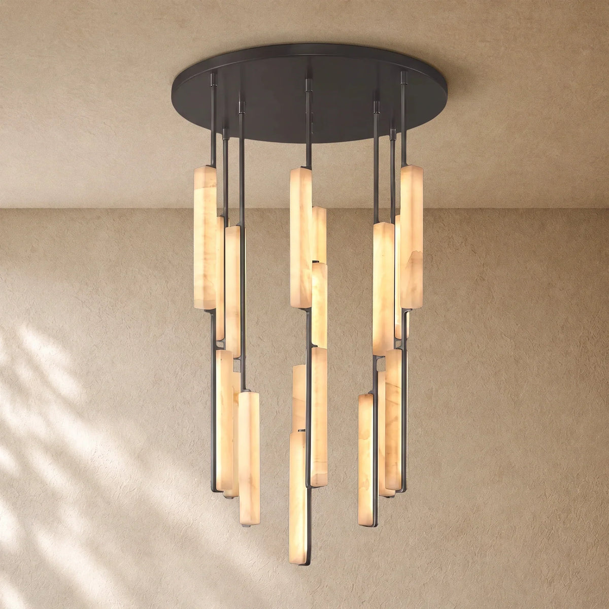 Audubom Alabaster Round Chandelier - 40’’ / Bronze / Classic