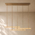 Audubom Alabaster Triple Bar Linear Chandelier - 60’’ / Lacquered Burnished Brass / Classic