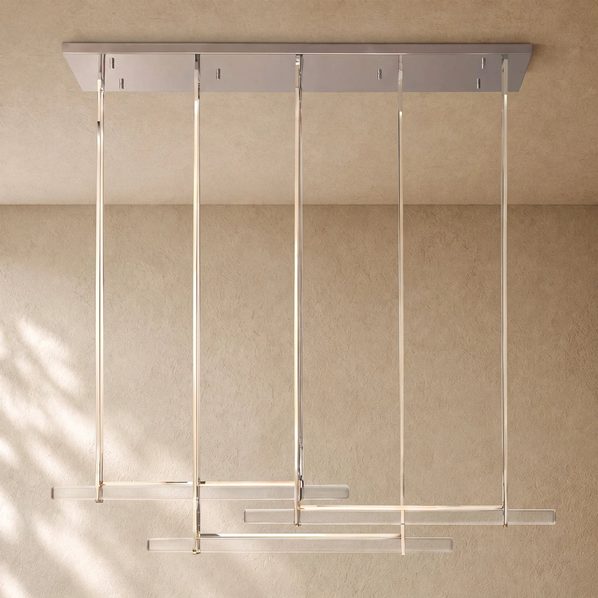Audubom Crystal Triple Bar Linear Chandelier - 60’’ / Polished Nickel / Classic